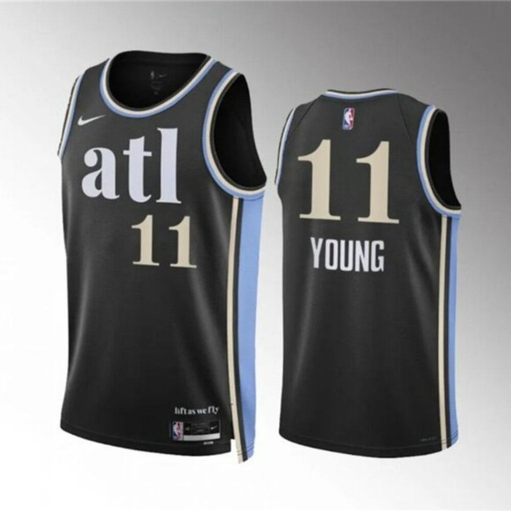 Mens 11 Trae Young Black Stitched Jersey